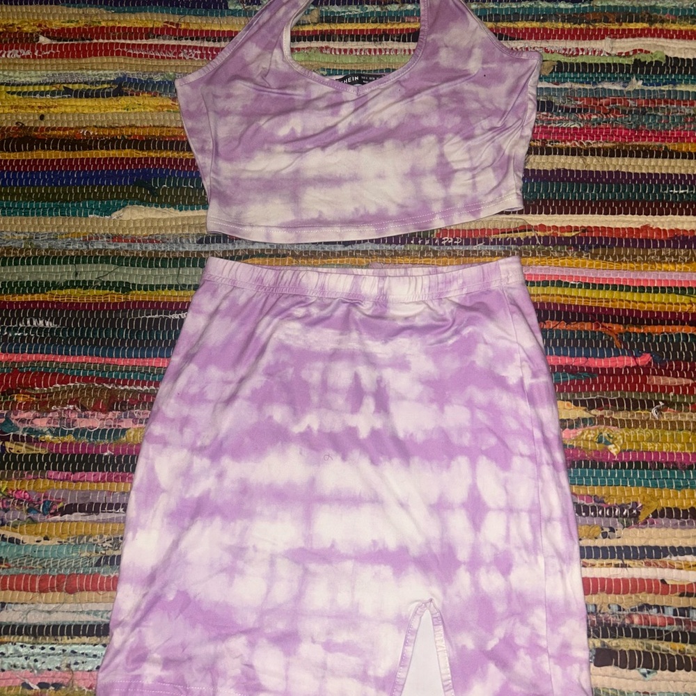 SHEIN Purple Tie-Dye Dress Set